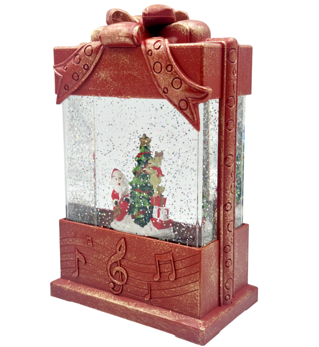 Felinar cu LED, Muzică și Efect Ninsoare – Cu Moș Crăciun și Brad SURPRISE [1]