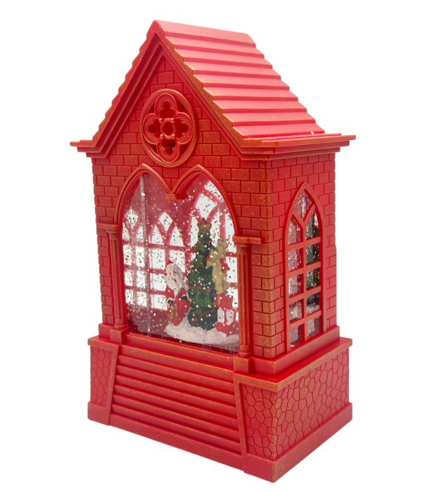 Felinar cu LED, Muzică și Efect Ninsoare – Casuta cu Moș Crăciun și Brad JOY [2]