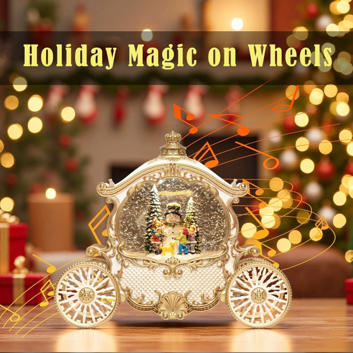 Decorațiune de Crăciun FROSTY, Caleasca cu om de zapada, ninsoare și lumini, 8 melodii [2]