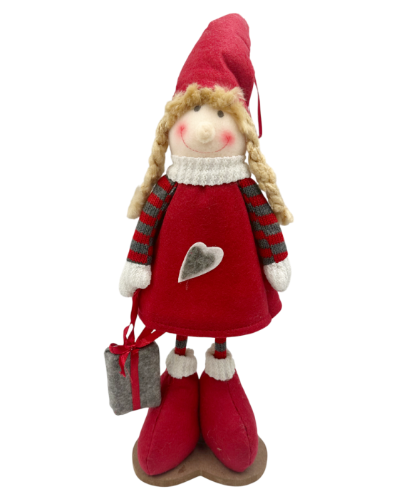 Fetiță decorativa de Craciun cu rochie și căciuliță roșie [1]