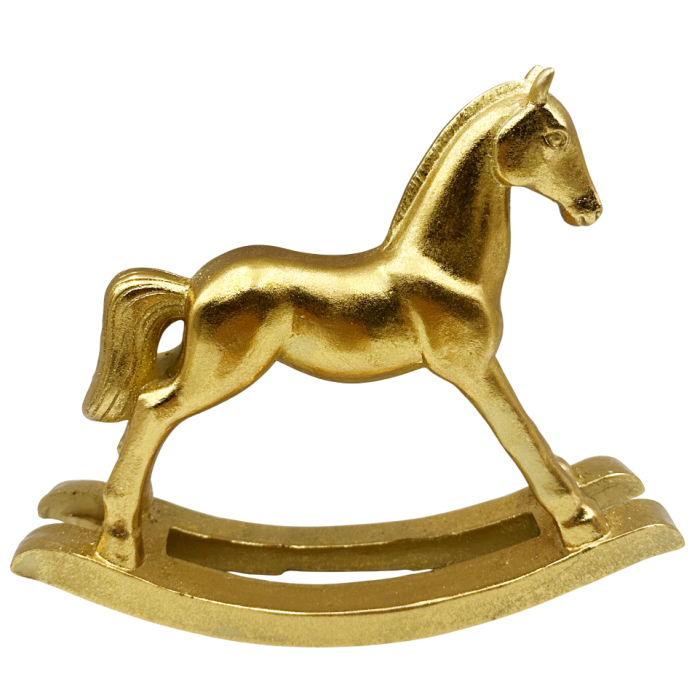 Cal Balansoar Decorativ Auriu – Figurina Elegantă Crăciun [1]