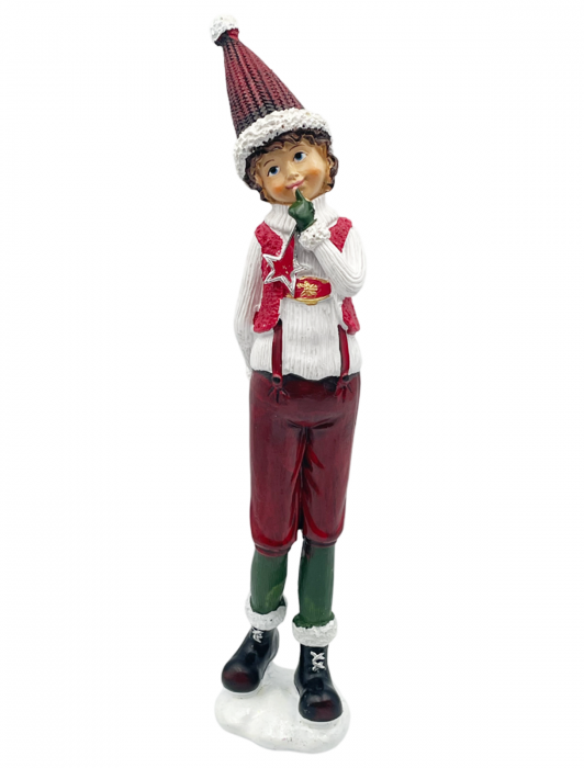 Figurina Craciun Baiat cu pantaloni rosii NICOLAS, 29cm [1]