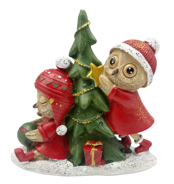 Figurină Crăciun Bufnițe Decorând Bradul SEASON [2]