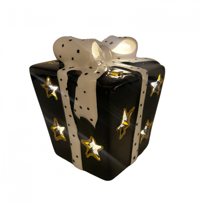 Decor Craciun cu leduri GIFT, Negru/ Alb, 7.5x7.5cm [3]
