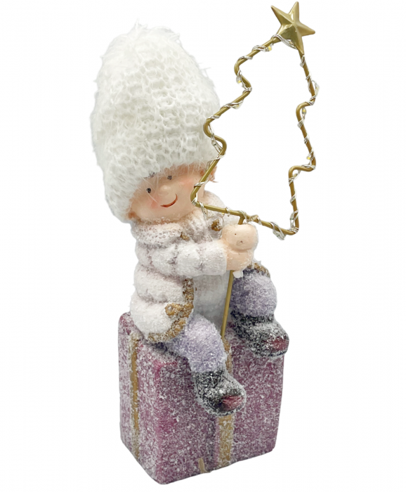 Figurina Craciun cu led-uri CHRIS, Mov/ Alb, 23cm [1]