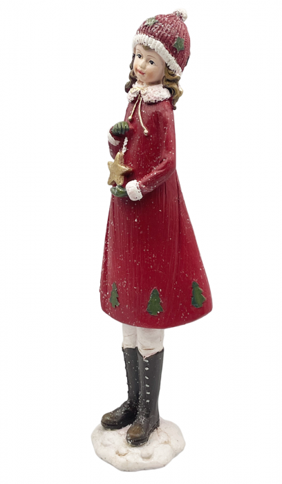 Figurina Craciun Fetita cu rochita GLORIA, Rosu, 41cm [1]