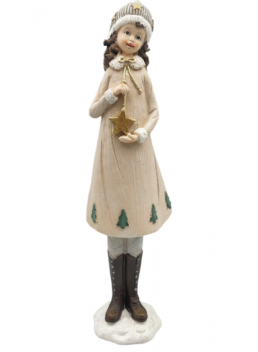 Figurina Craciun Fetita cu rochita GLORIA, Rosu, 41cm [2]