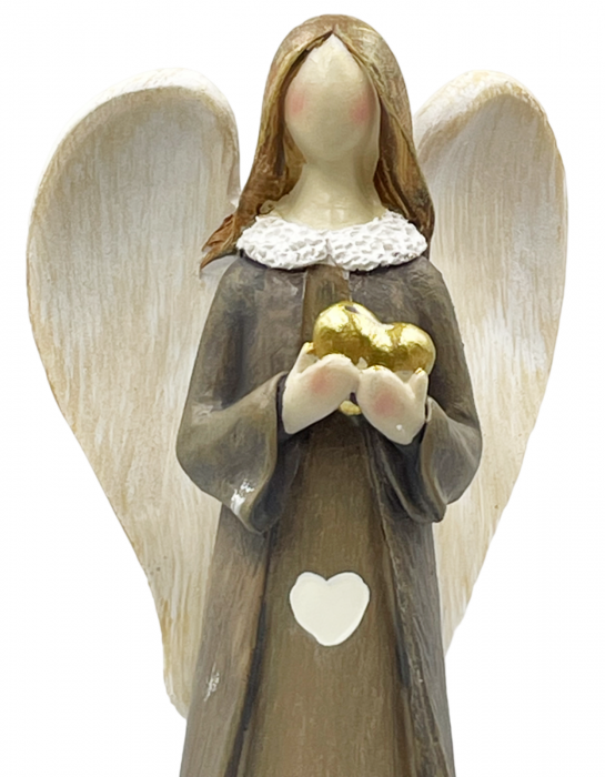 Inger decorativ CAROLINE cu inimioara, Maro, 21cm [2]