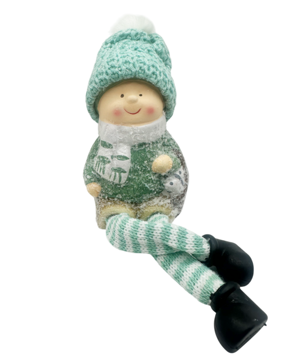 Figurina Craciun JOY, Verde, 23cm, Picioare atarnate [2]