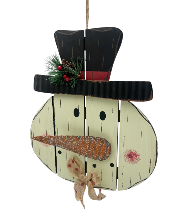 Decor de perete Crăciun – Cap de om de zăpadă cu joben SNOWY [2]