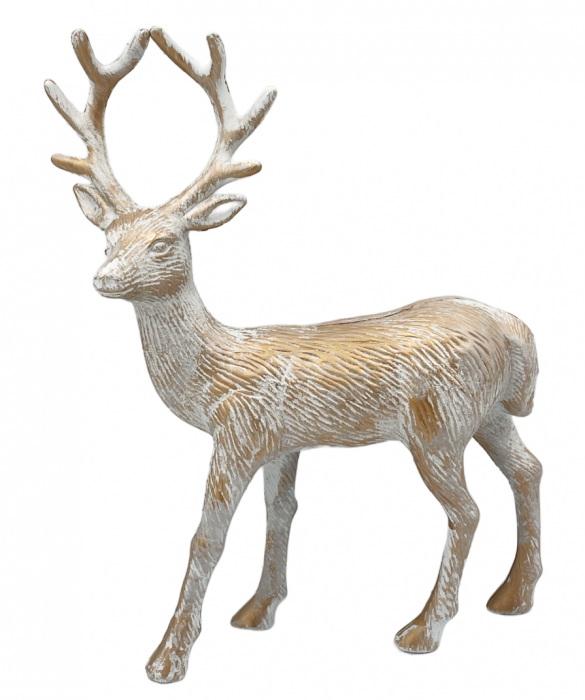 Cerb decorativ SAMY, Alb/ Auriu, 20x32cm [1]