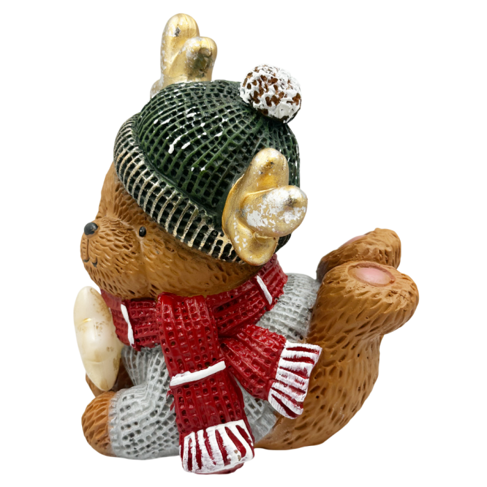 Figurină Crăciun cu led - Ursuleț cu coarne de ren TEDDY, 19cm [2]