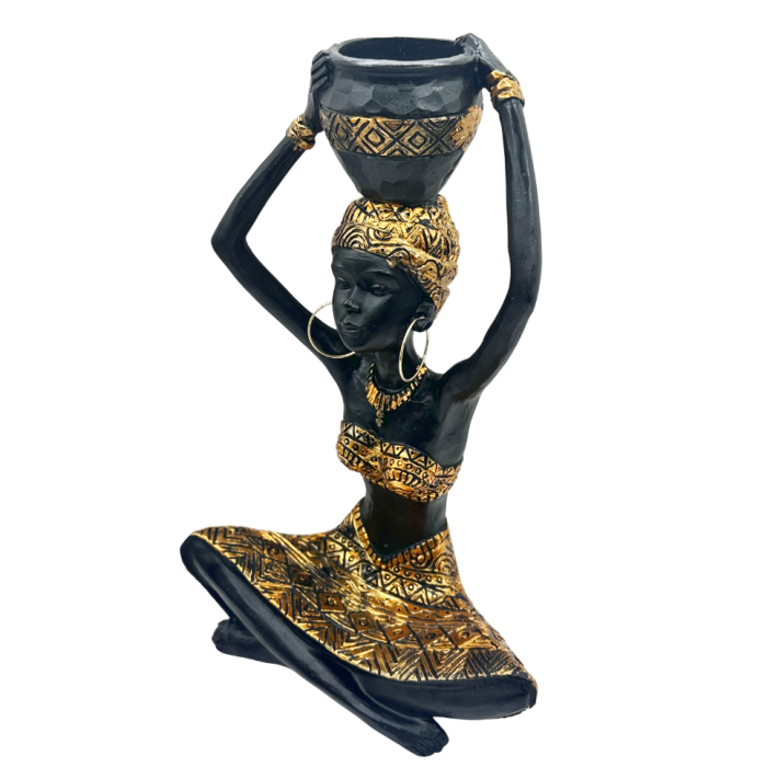 Figurină decorativă africană cu vas – decor exotic elegant [2]