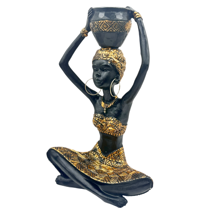 Figurină decorativă africană cu vas – decor exotic elegant [3]