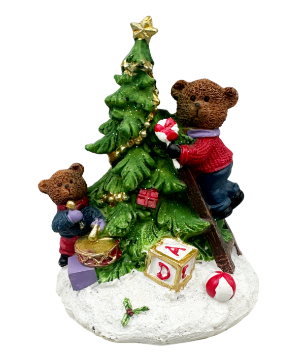 Figurină decorativă Brad de Crăciun cu ursuleti HOLLY – decor festiv de iarnă [1]