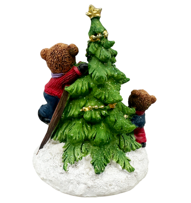 Figurină decorativă Brad de Crăciun cu ursuleti HOLLY – decor festiv de iarnă [2]