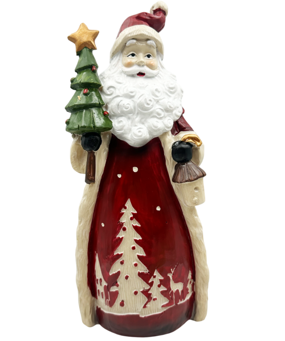 Moș Crăciun decorativ rosu cu brad – decor elegant de Crăciun [2]