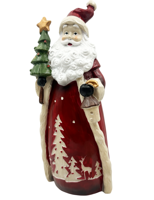 Moș Crăciun decorativ rosu cu brad – decor elegant de Crăciun [1]