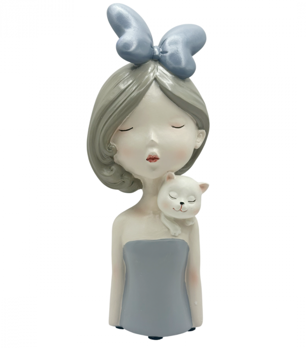 Figurina Fata cu Pisica ADELE, 23cm [1]