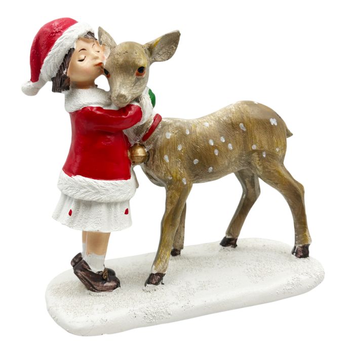 Figurină Fetiță cu Caprioara BAMBI – Decor Crăciun [1]