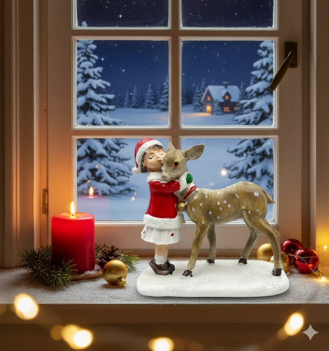 Figurină Fetiță cu Caprioara BAMBI – Decor Crăciun [3]