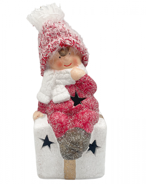 Figurina Craciun cu led-uri NOEL, Rosu/ Alb, 16cm [2]