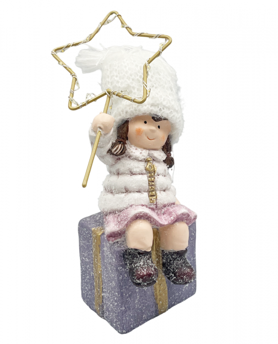 Figurina Craciun cu led-uri CHRISSY, Mov Alb, 23cm [1]