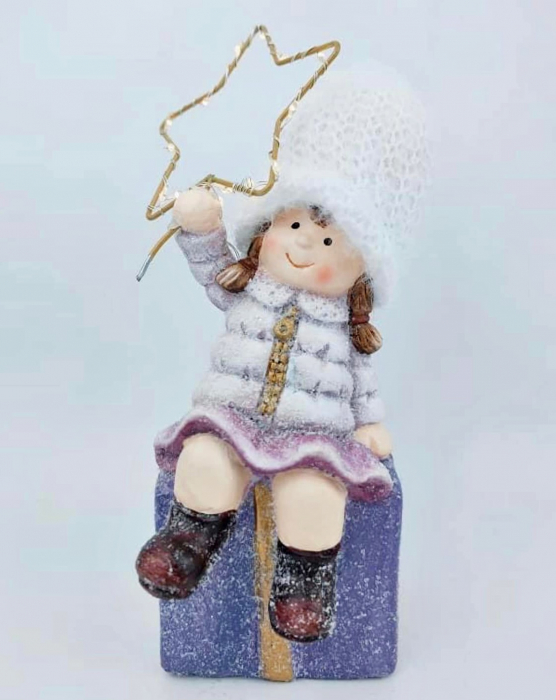 Figurina Craciun cu led-uri CHRISSY, Mov Alb, 23cm [2]