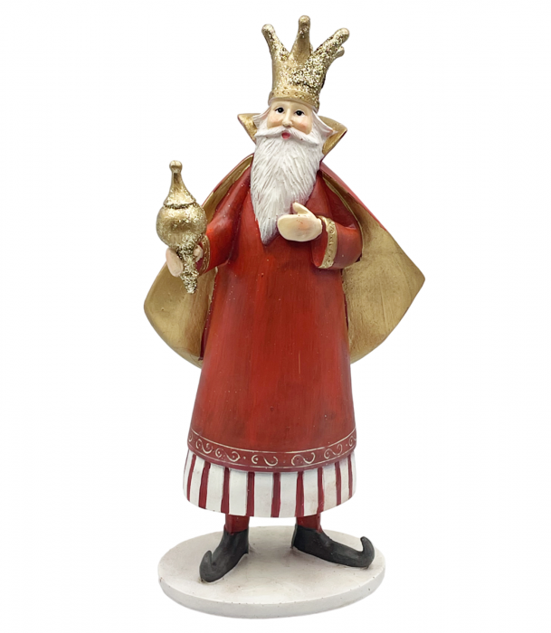 Figurina Mos Craciun cu coroana si glob ROYAL, 25cm [2]