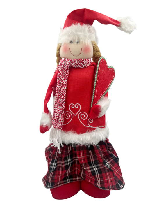 Fetita decorativa cu picioare extensibile si hainute rosii NOELLE [2]