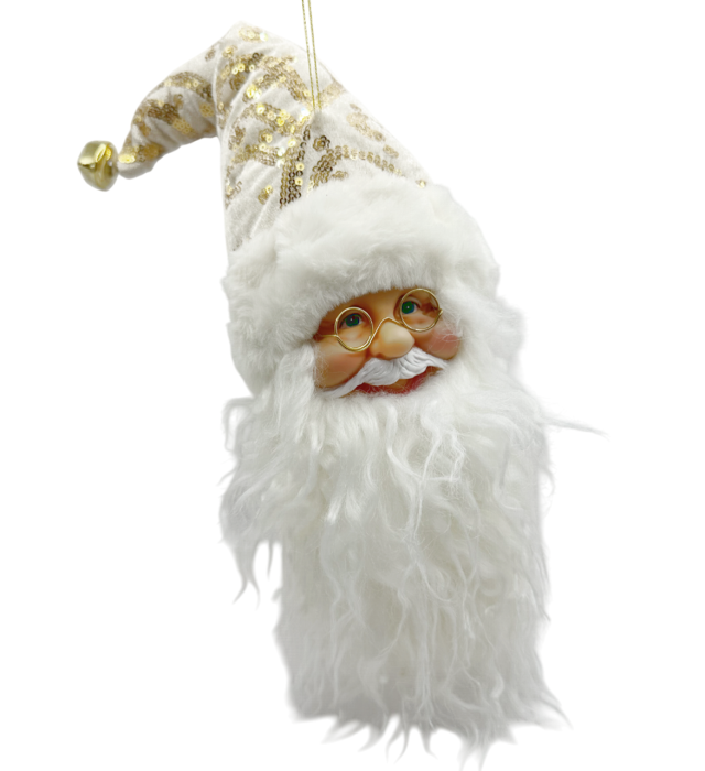 Figurina Mos Craciun - Decor pentru sticla JOY, Alb/ Auriu, 32cm [1]