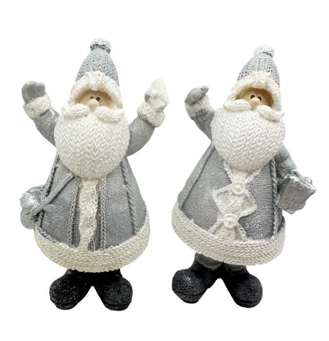 Figurină Moș Crăciun Gri cu cadou SEASON – Decor de Iarnă [3]