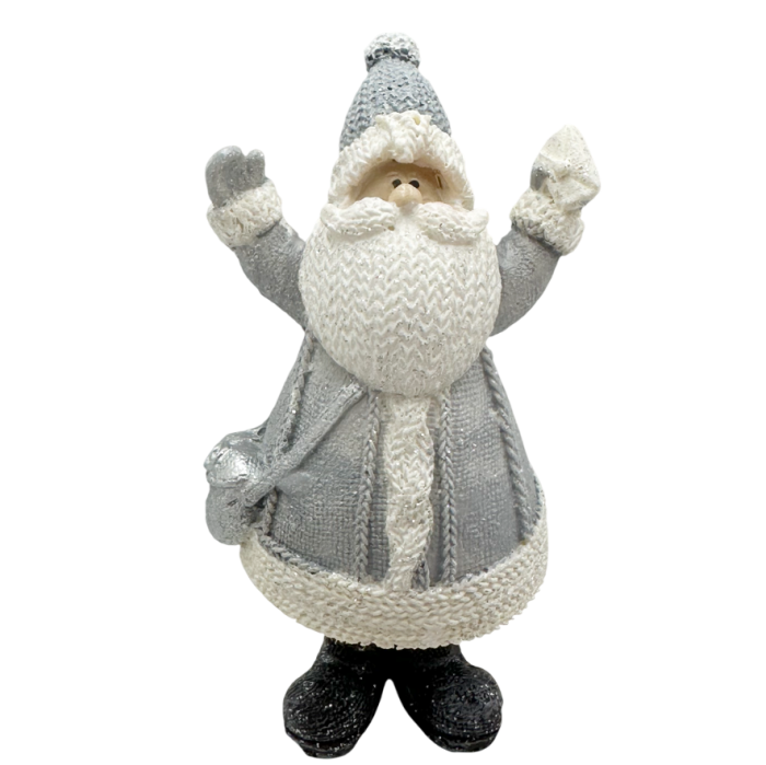 Figurină Moș Crăciun Gri cu cadou SEASON – Decor de Iarnă [1]