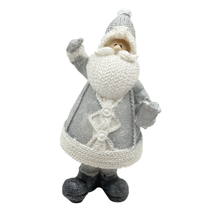 Figurină Moș Crăciun Gri cu cadou SEASON – Decor de Iarnă [2]