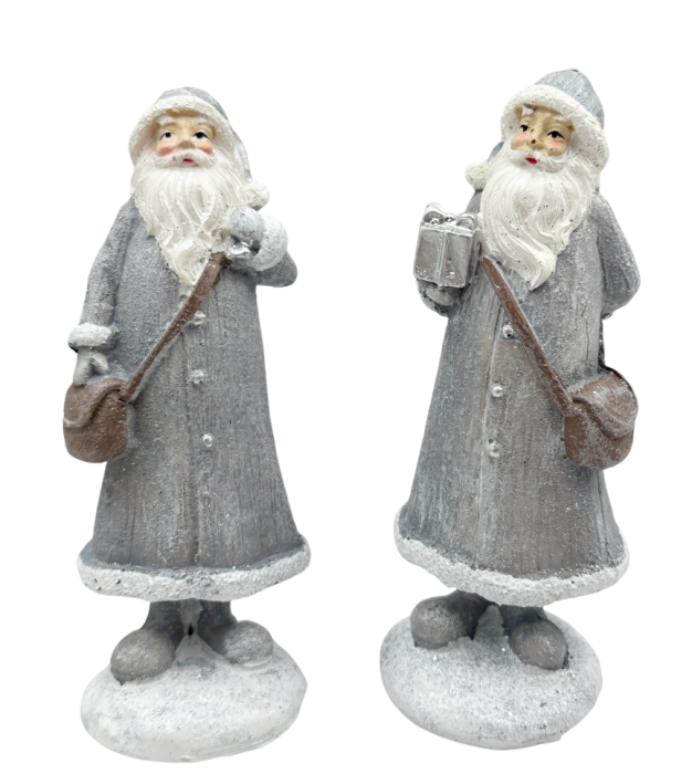 Figurină Moș Crăciun Gri cu borseta SEASON – Decor de Iarnă [3]