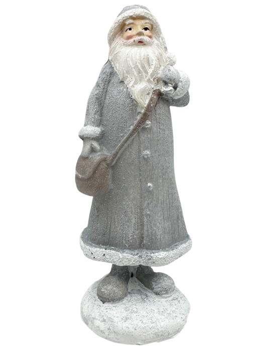 Figurină Moș Crăciun Gri cu borseta SEASON – Decor de Iarnă [1]