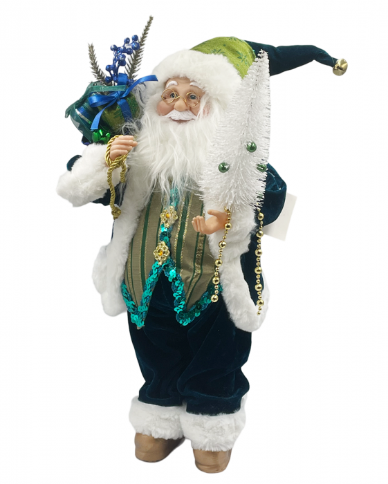 Figurina Mos Craciun NOEL, Verde paun, 90cm [3]
