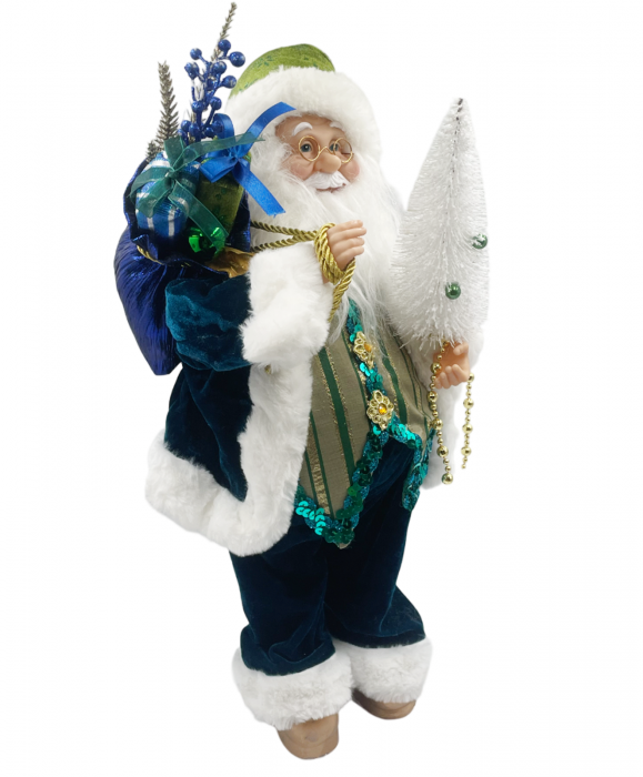 Figurina Mos Craciun NOEL, Verde paun, 90cm [2]