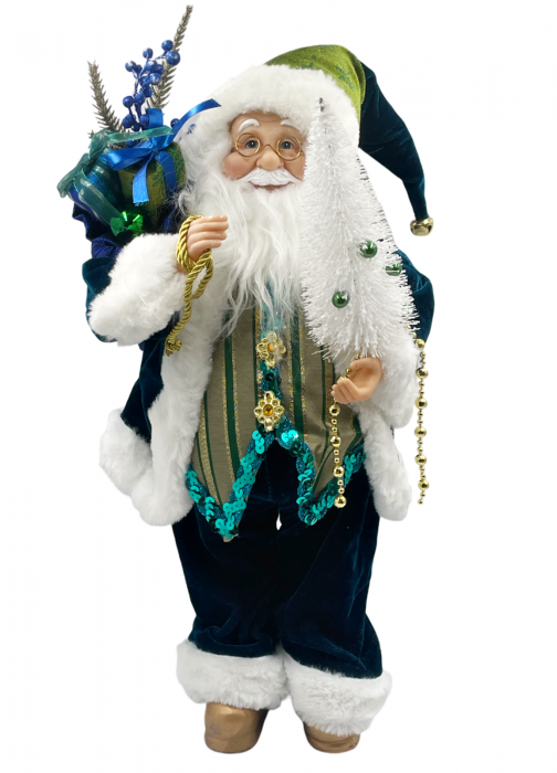 Figurina Mos Craciun NOEL, Verde paun, 45cm [1]