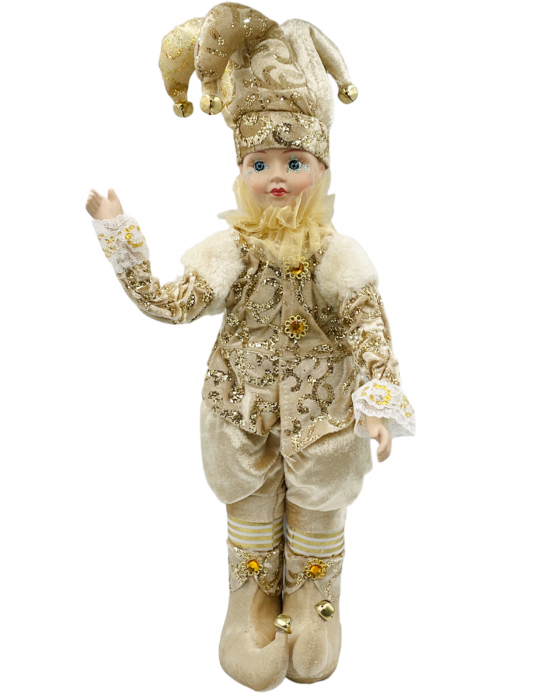 Figurina muzicala animata - Arlechin POPSY, Auriu, 47cm [1]