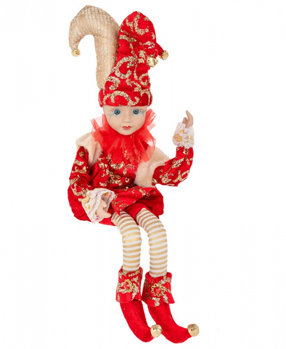 Figurina muzicala animata - Arlechin JOLLO, Rosu, 45cm [4]