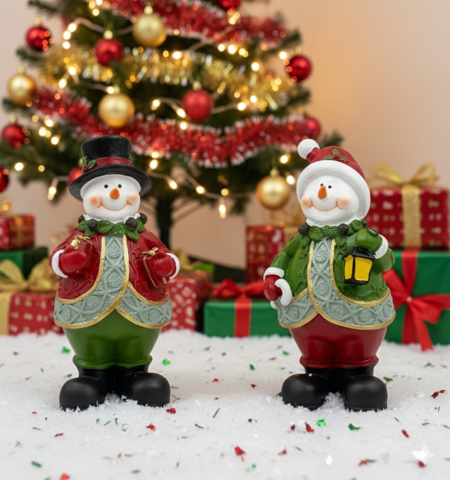 Figurină Om de Zăpadă cu cadou CRYSTAL – Decor Crăciun [2]