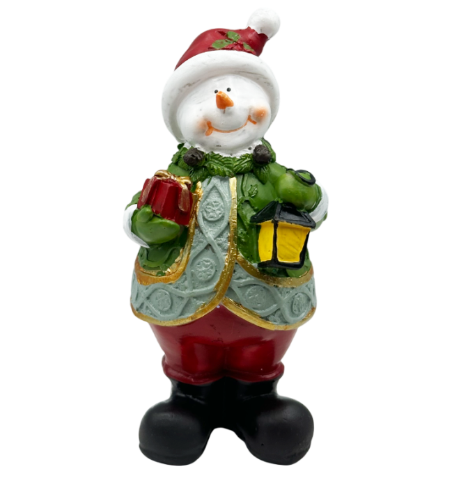 Figurină Om de Zăpadă cu felinar CRYSTAL – Decor Crăciun [1]