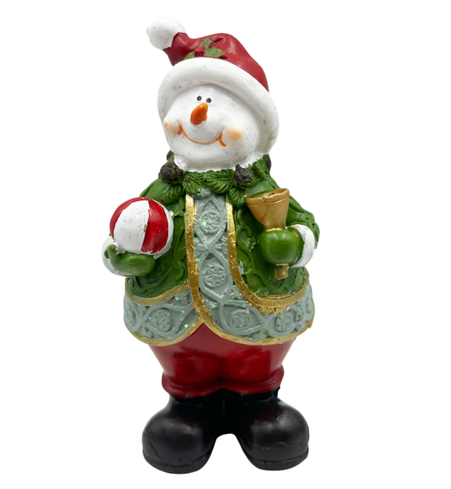 Figurină Om de Zăpadă cu clopotel CRYSTAL – Decor Crăciun [1]