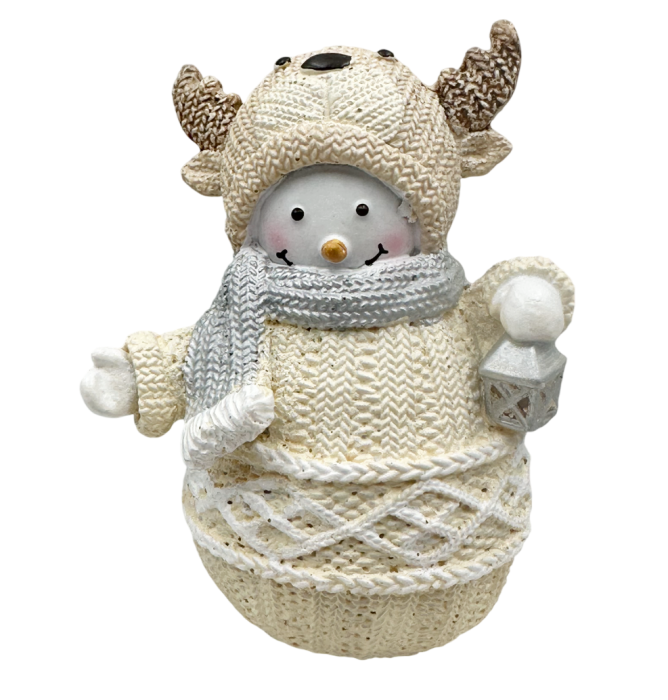 Figurină Om de Zăpadă cu fular argintiu FUZZY – Decor Crăciun [3]