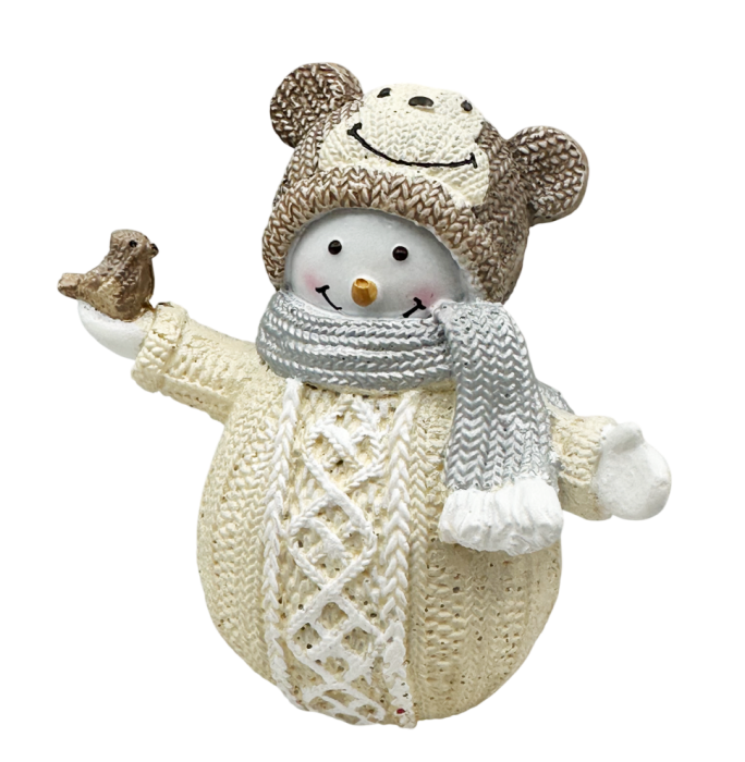 Figurină Om de Zăpadă cu fular argintiu FUZZY – Decor Crăciun [1]