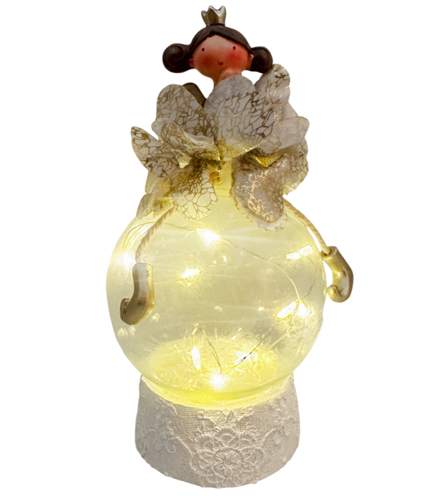 Figurină Prințesă pe Glob din Sticlă cu LED – Decor Elegant de Crăciun [2]