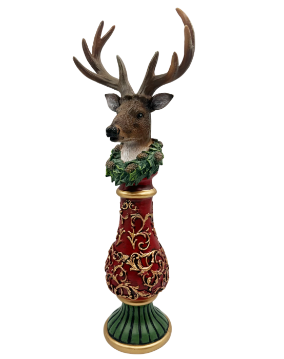 Figurină Ren de Crăciun rosu-verde pe postament IMPERIALE [2]