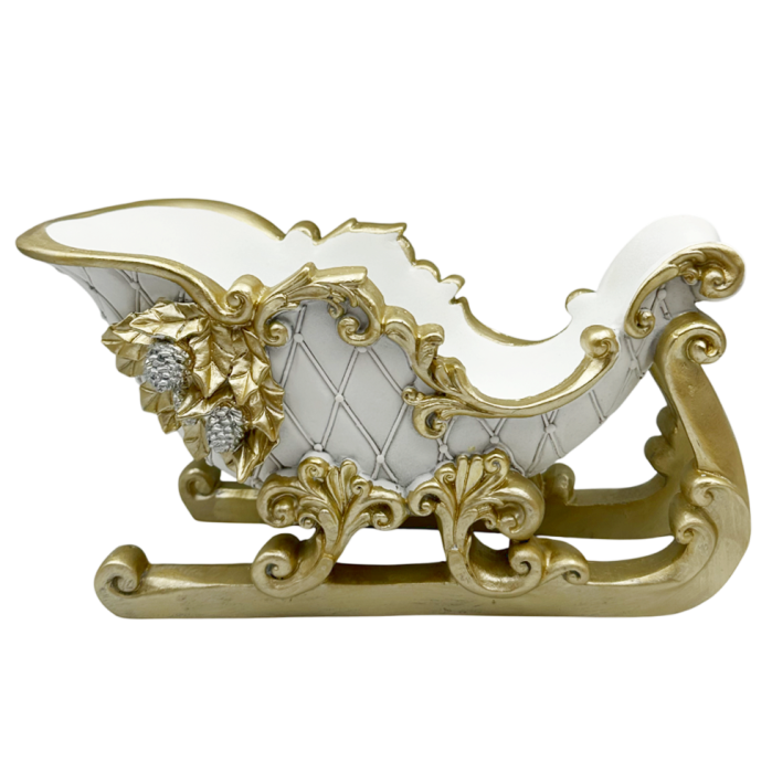 Figurină Sanie de Crăciun alba cu elemente aurii IMPERIALE [2]