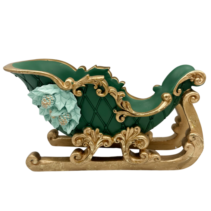 Figurină Sanie de Crăciun verde-turcoaz cu elemente aurii IMPERIALE [2]